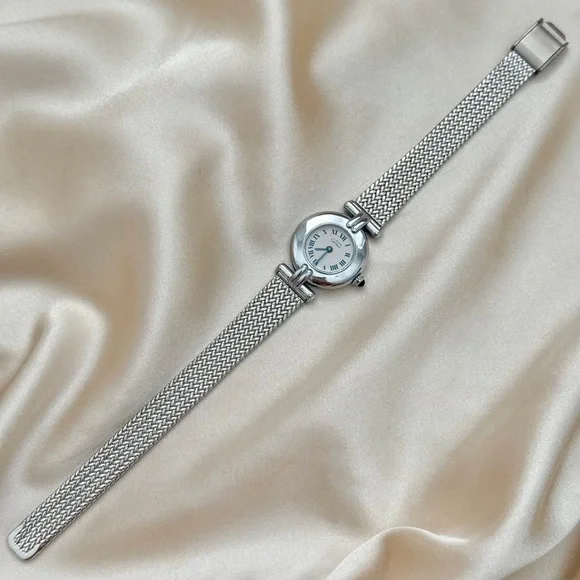 AUTHENTIC VINTAGE CARTIER SILVER WATCH - WITH BOX - Picture 5 of 8